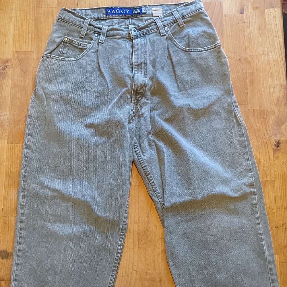 Vintage Silver Tab Levis Jeans Tan Biege Brown Mauve Baggy 36 x 32 USA Made